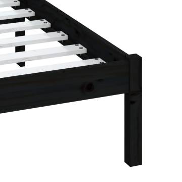 Kingsize Black Bed Frame - Solid Pine Wood 150x200 cm