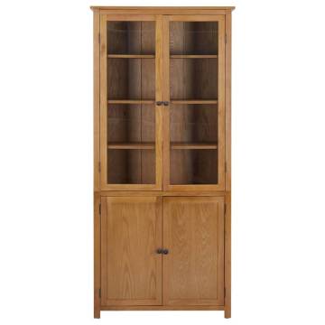 Bookcase with 4 Doors - Solid Oak Wood & Glass Storage Solution