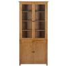 Bookcase with 4 Doors - Solid Oak Wood & Glass Storage Solution