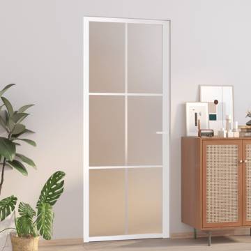 Modern Interior Door 83x201.5 cm - White Matt Glass & Aluminium