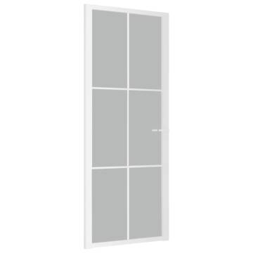 Modern Interior Door 83x201.5 cm - White Matt Glass & Aluminium