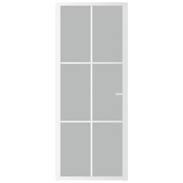 Modern Interior Door 83x201.5 cm - White Matt Glass & Aluminium