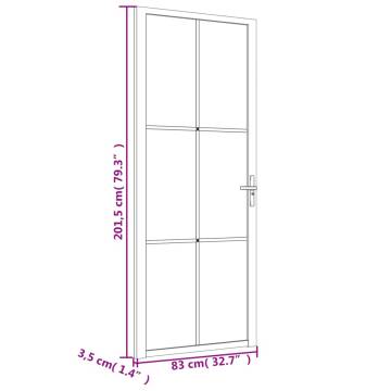 Modern Interior Door 83x201.5 cm - White Matt Glass & Aluminium