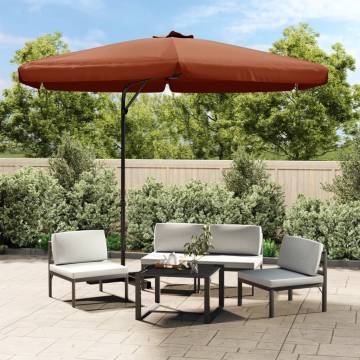 Outdoor Parasol with Steel Pole 300 cm - Terracotta Shade