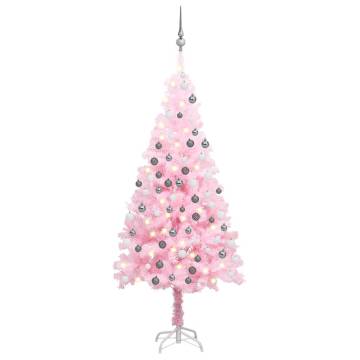 Pre-lit Pink Christmas Tree with Ball Set – 120 cm PVC