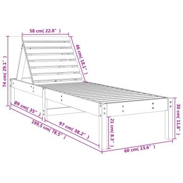 Sun Lounger 199.5x60 cm - Solid Douglas Wood | HipoMarket