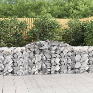 Arched Gabion Baskets - 2 pcs Galvanised Iron for Outdoor Decor