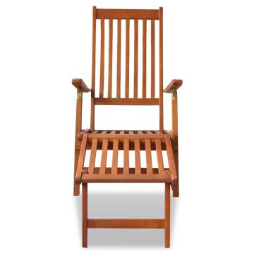 Comfortable Outdoor Deck Chair with Footrest - Acacia Wood