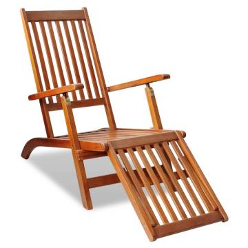 Comfortable Outdoor Deck Chair with Footrest - Acacia Wood