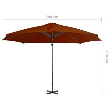 Terracotta Cantilever Umbrella with Aluminium Pole - 300 cm