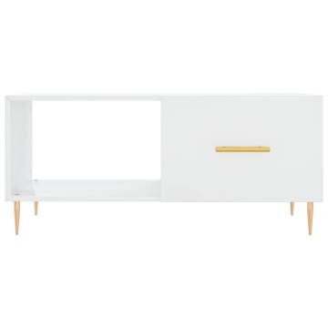 Elegant High Gloss White Coffee Table - 90x50x40 cm