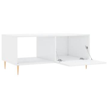 Elegant High Gloss White Coffee Table - 90x50x40 cm