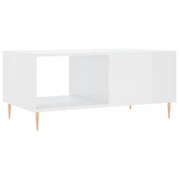 Elegant High Gloss White Coffee Table - 90x50x40 cm