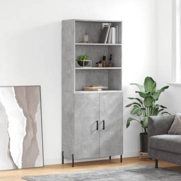 Stylish Highboard Concrete Grey - 69.5x34x180 cm | HipoMarket