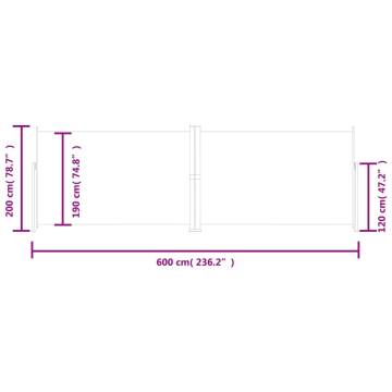 Retractable Side Awning Anthracite 200x600 cm | HipoMarket