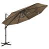 4-Tier Parasol with Aluminium Pole - Taupe 3x3m | Hipo Market