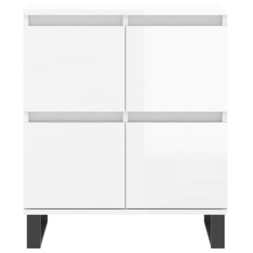 High Gloss White Engineered Wood Sideboards - 3 Piece Set