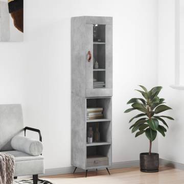 Stylish Highboard Concrete Grey - 34.5x34x180 cm | Hipomarket