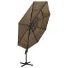 4-Tier Parasol with Aluminium Pole - Taupe 3x3m | Hipo Market