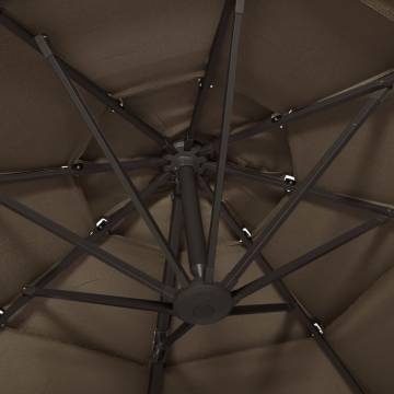 4-Tier Parasol with Aluminium Pole - Taupe 3x3m | Hipo Market