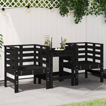 Garden Chairs 2 pcs Black Solid Wood Pine | HipoMarket