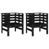 Garden Chairs 2 pcs Black Solid Wood Pine | HipoMarket