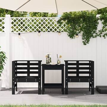 Garden Chairs 2 pcs Black Solid Wood Pine | HipoMarket