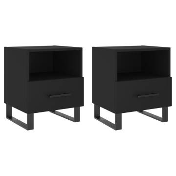 Stylish Black Bedside Cabinets - Set of 2 | Hipo Market