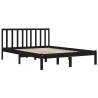 Black Solid Wood Pine Bed Frame 200x200 cm - HipoMarket