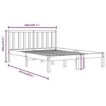 Black Solid Wood Pine Bed Frame 200x200 cm - HipoMarket