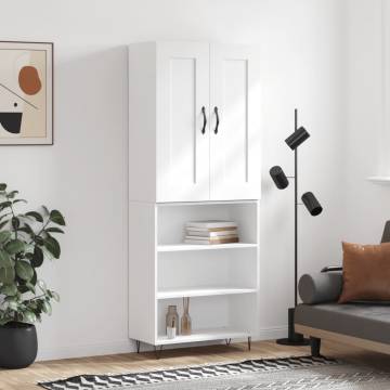 Stylish Highboard in White - 69.5x34x180 cm Engineered Wood