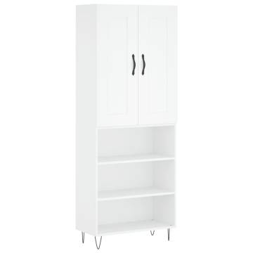 Stylish Highboard in White - 69.5x34x180 cm Engineered Wood