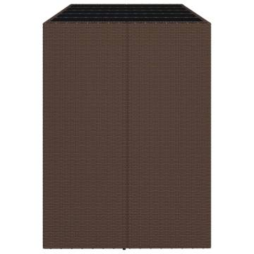 Stylish Brown Poly Rattan Bar Table with Glass Top - 185x80 cm