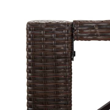 Stylish Brown Poly Rattan Bar Table with Glass Top - 185x80 cm