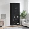 Highboard Black 69.5x34x180 cm Engineered Wood Colour black Quantity in Package 1 Model 2 glass doors 