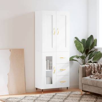 Stylish White Highboard | 69.5x34x180 cm | Hipomarket