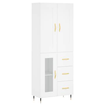 Stylish White Highboard | 69.5x34x180 cm | Hipomarket