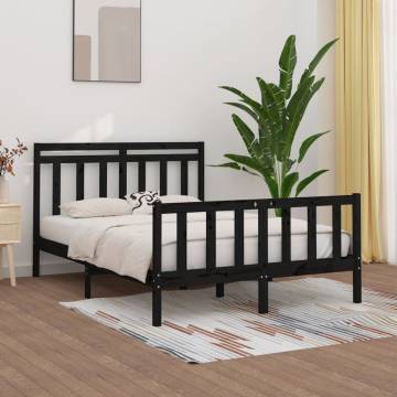 Black Solid Wood Pine Bed Frame 120x200 cm | HipoMarket