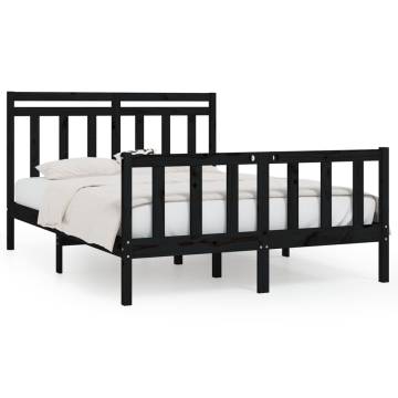 Black Solid Wood Pine Bed Frame 120x200 cm | HipoMarket