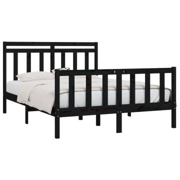 Black Solid Wood Pine Bed Frame 120x200 cm | HipoMarket