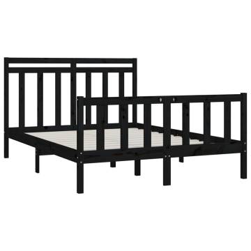 Black Solid Wood Pine Bed Frame 120x200 cm | HipoMarket