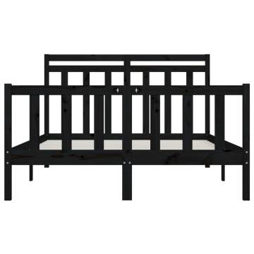 Black Solid Wood Pine Bed Frame 120x200 cm | HipoMarket