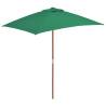 Outdoor Parasol with Wooden Pole 150x200 cm Green Colour green 