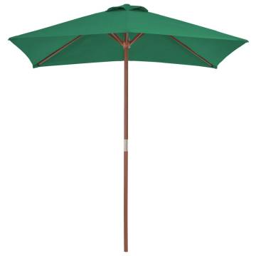 Outdoor Parasol with Wooden Pole - 150x200 cm Green