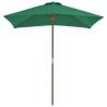 Outdoor Parasol with Wooden Pole - 150x200 cm Green