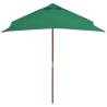 Outdoor Parasol with Wooden Pole - 150x200 cm Green