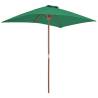 Outdoor Parasol with Wooden Pole - 150x200 cm Green