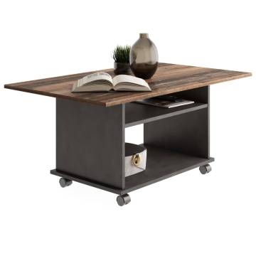 FMD Coffee Table with Castors - Old Style & Black | Hipo Market