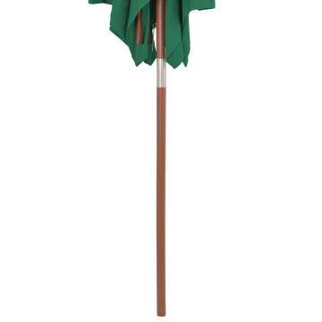 Outdoor Parasol with Wooden Pole - 150x200 cm Green