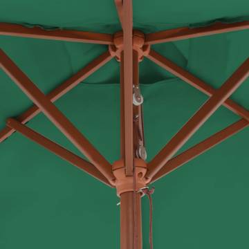 Outdoor Parasol with Wooden Pole - 150x200 cm Green